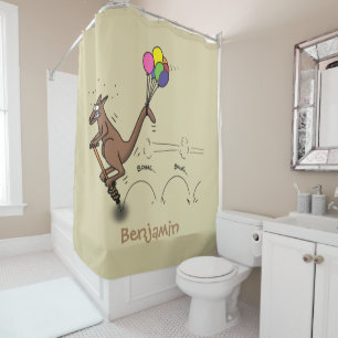 Australian humour kangaroo cartoon illustration shower curtain