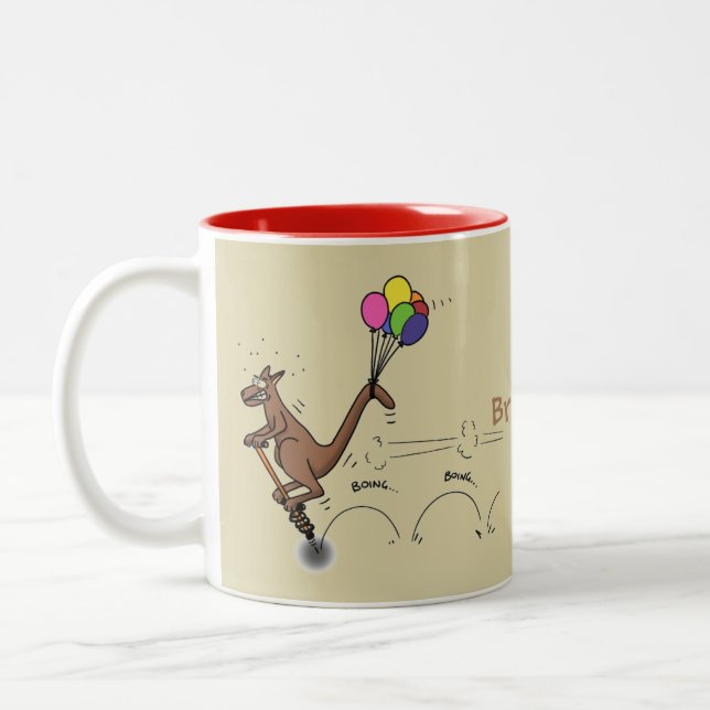 Australian humour kangaroo cartoon illustration Two-Tone coffee mug (Left)