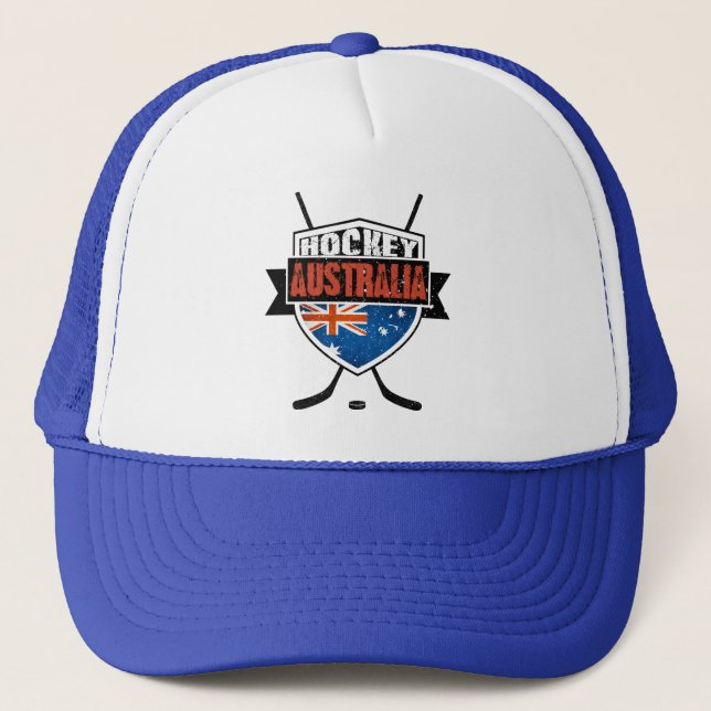 Australian Ice Hockey Flag Logo Trucker Hat (Front)