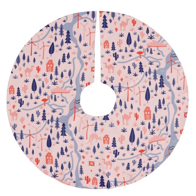 Australian icons, seamless decorative pattern. brushed polyester tree skirt (Front)