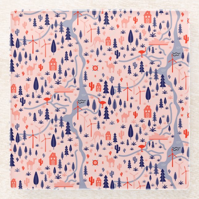 Australian icons, seamless decorative pattern. glass coaster (Front)