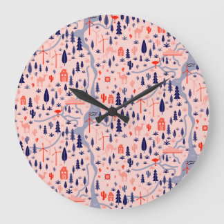Australian icons, seamless decorative pattern. large clock