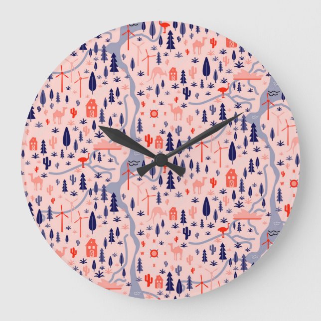Australian icons, seamless decorative pattern. large clock (Front)