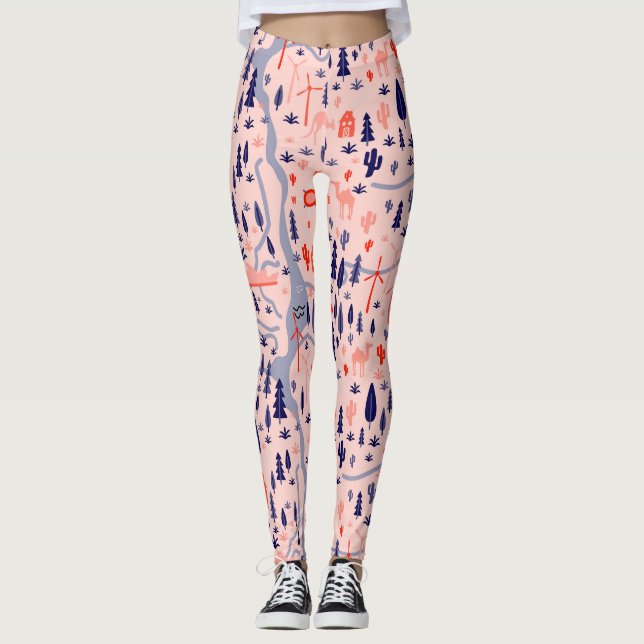 Australian icons, seamless decorative pattern. leggings (Front)