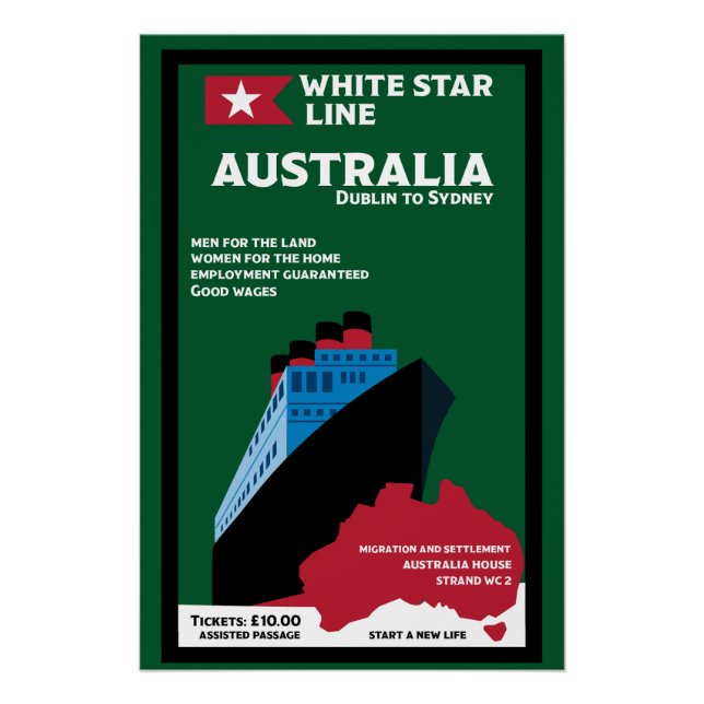 Australian Immigration Vintage Art Poster (Front)