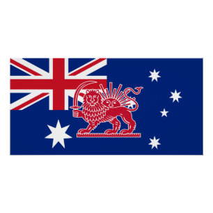 Australian Iranian Lion and Sun Heritage Flag Poster