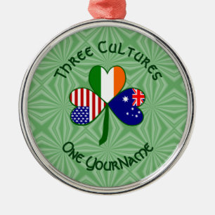 Australian Irish American Shamrock Flag Personaliz Metal Tree Decoration