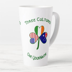 Australian Irish American Shamrock Personalised Latte Mug