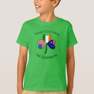 Australian Irish American Shamrock Personalised  T-Shirt