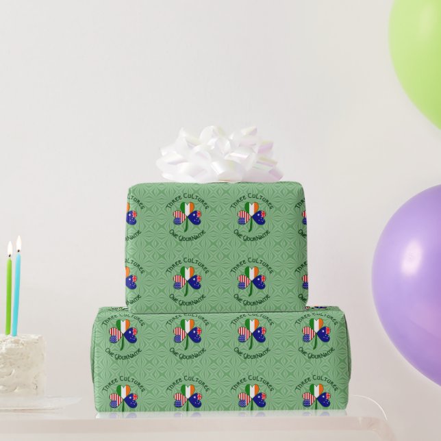 Australian Irish American Shamrock Personalised  Wrapping Paper (Party Gifts)