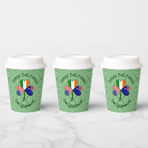 Australian Irish USA Shamrock Personalised Text Paper Cups