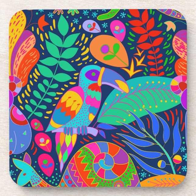 Australian Jungle Parrot Kangaroo Koala Coaster (Front)
