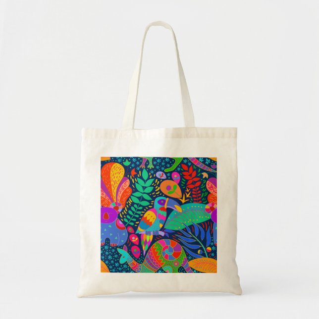 Australian Jungle Parrot Kangaroo Koala Tote Bag (Front)