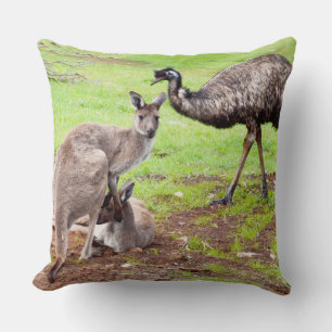 Australian Kangaroo And Emu, Large Throw Cushion