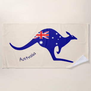 AUSTRALIAN KANGAROO  - AUSTRALIAN FLAG BEACH TOWEL