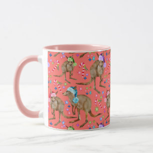 Australian Kangaroo Christmas Pink Mug