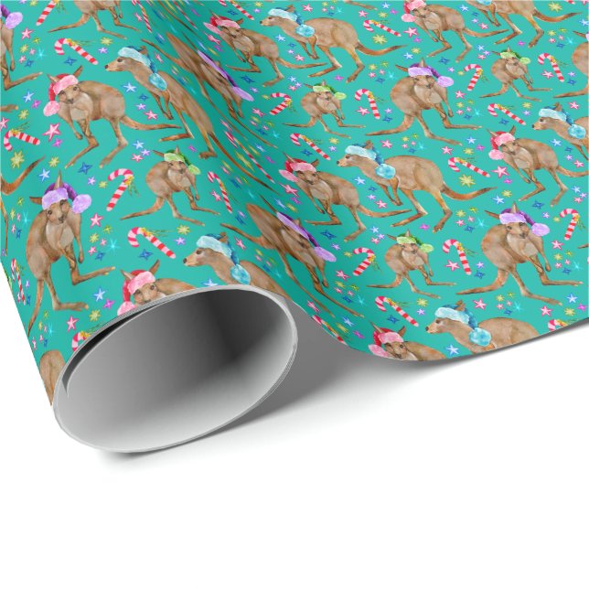 Australian Kangaroo Christmas Wrapping Paper (Roll Corner)