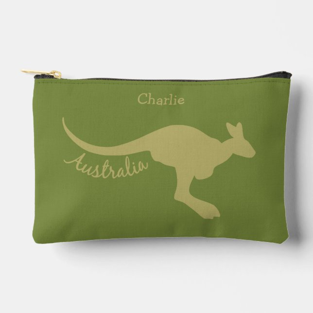 Australian Kangaroo Custom Name & Colour Accessory Pouch (Front)