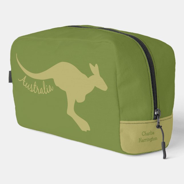 Australian Kangaroo Custom Name & Colour Dopp Kit (Right Corner)