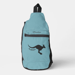 Australian Kangaroo Custom Name & Colour Sling Bag