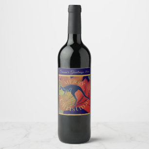 Australian kangaroo Merry Christmas customise Wine Label