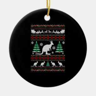Australian Kangaroo Ugly Christmas Tshirt Ceramic Tree Decoration