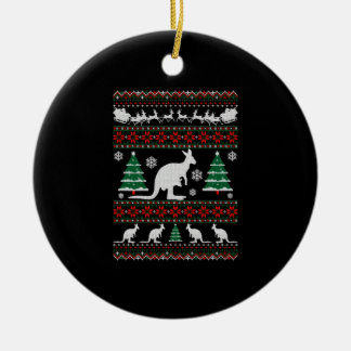 Australian Kangaroo Ugly Christmas Tshirt Ceramic Tree Decoration