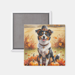 Australian Kelpie Autumn Leaves Thanksgiving Art Magnet