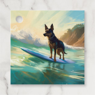 Australian Kelpie Beach Surfing Painting Favour Tags