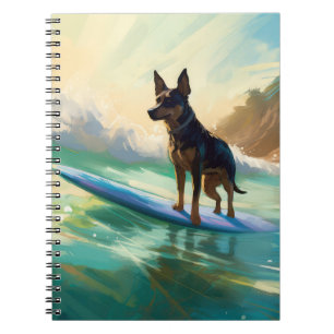 Australian Kelpie Beach Surfing Painting Notebook