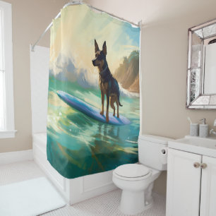 Australian Kelpie Beach Surfing Painting Shower Curtain