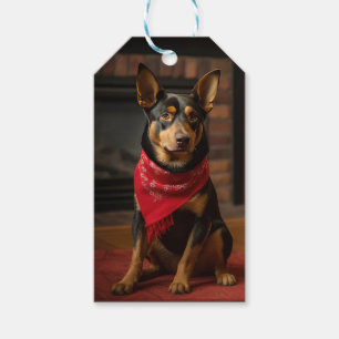 Australian Kelpie by the Fireplace Christmas Gift Tags