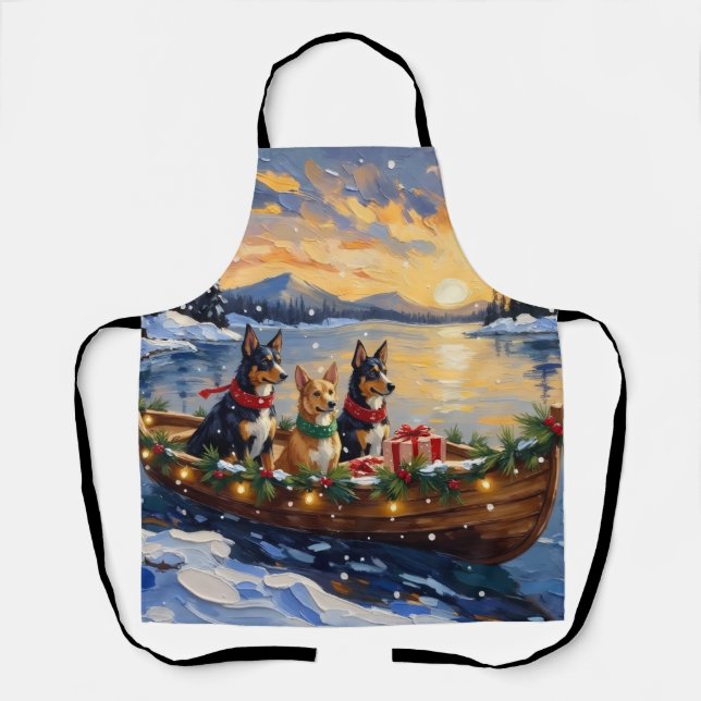 Australian Kelpie Christmas Boat Holiday Apron (Front)