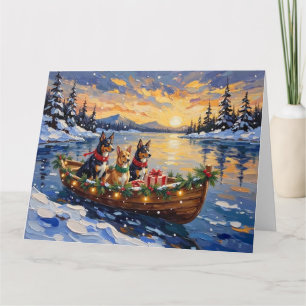 Australian Kelpie Christmas Boat Holiday Card