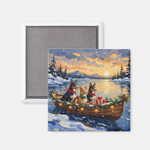 Australian Kelpie Christmas Boat Holiday Magnet