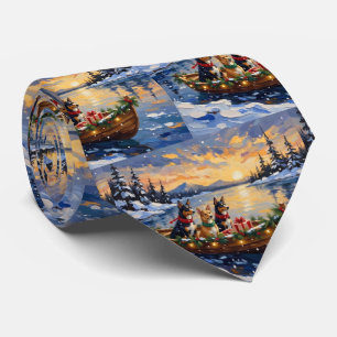 Australian Kelpie Christmas Boat Holiday Tie