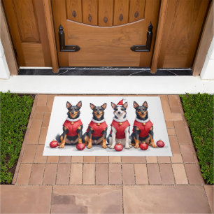Australian Kelpie Christmas Dress Santa Hat Doormat