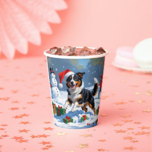 Australian Kelpie Christmas Festive Snow Scene Paper Cups
