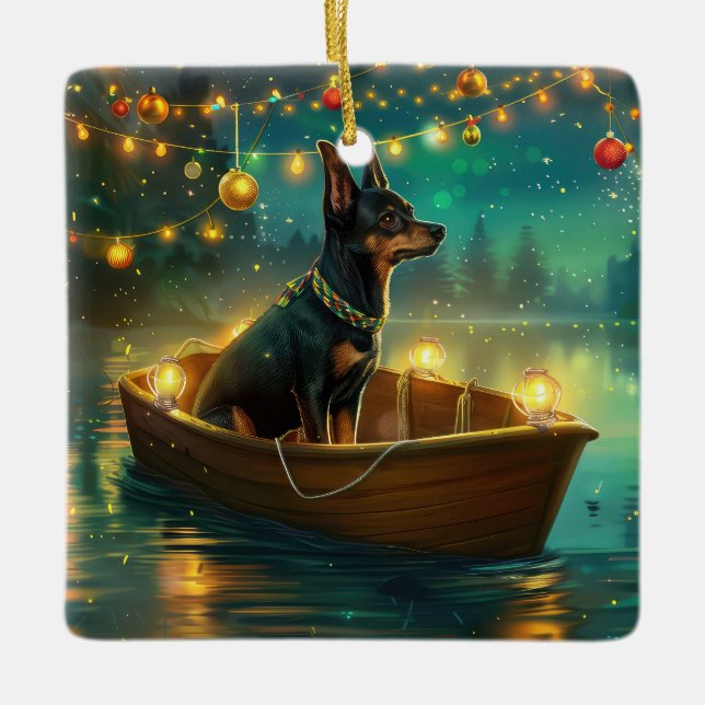 Australian Kelpie Christmas Festive Voyage Ceramic Ornament (Front)