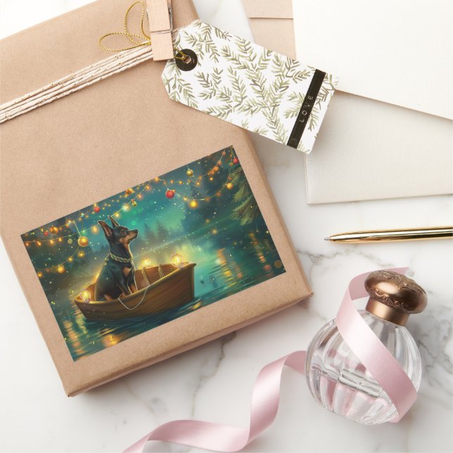 Australian Kelpie Christmas Festive Voyage Rectangular Sticker (Gifting)