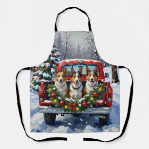 Australian Kelpie Christmas Red Truck Holiday Apron