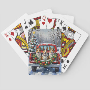 Australian Kelpie Christmas Red Truck Holiday Playing Cards