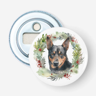 Australian Kelpie Christmas Wreath Festive Pup Bottle Opener
