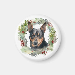 Australian Kelpie Christmas Wreath Festive Pup  Magnet