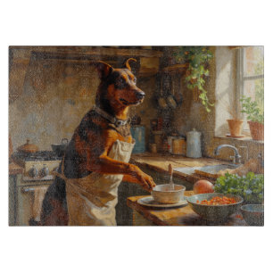 Australian Kelpie Cooking in Kitchen Cutting Board