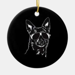 Australian Kelpie cool dog sunglasses Classic T-Sh Ceramic Tree Decoration