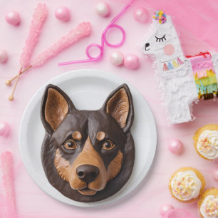 Australian Kelpie Dog 3D Inspired Paper Plate