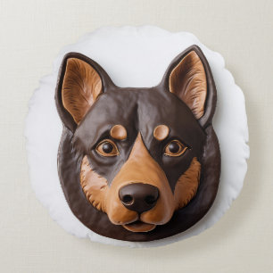 Australian Kelpie Dog 3D Inspired Round Cushion