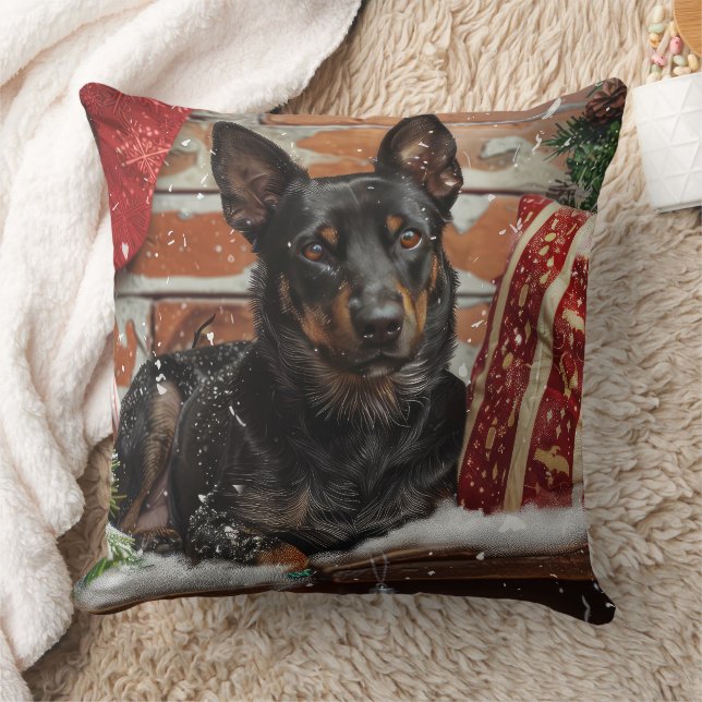 Australian Kelpie Dog Christmas Festive  Cushion (Blanket)