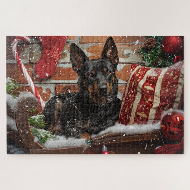 Australian Kelpie Dog Christmas Festive  Jigsaw Puzzle (Horizontal)